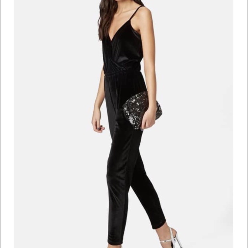 Topshop Velvet Jumpsuit